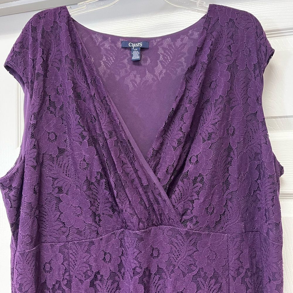 Chaps Purple Lace Midi Dress